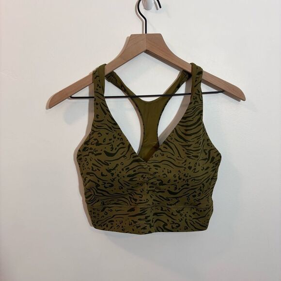 Athleta Transcend Plunge Bra NEW with tags Size Large D/DD Nina Animal Olive - Picture 5 of 14